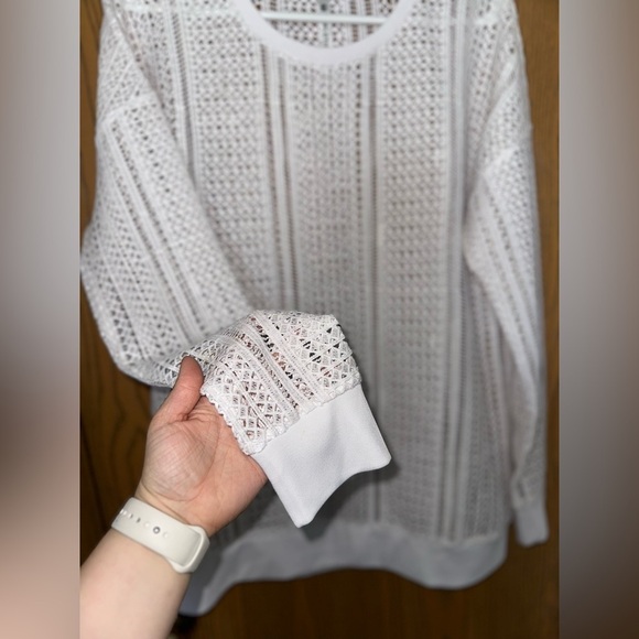 FABLETICS Sophie Crocheted Open Knit Long Sleeve Sweater Size Large - Picture 3 of 8